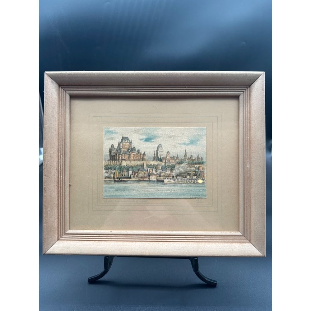 Original Art G.A. Dumarais Watercolor Chateau Frontenac Framed Artwork Painting
